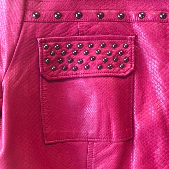 One of a Kind Raspberry Faux Snake Skin Jacket - Picture 3 of 8